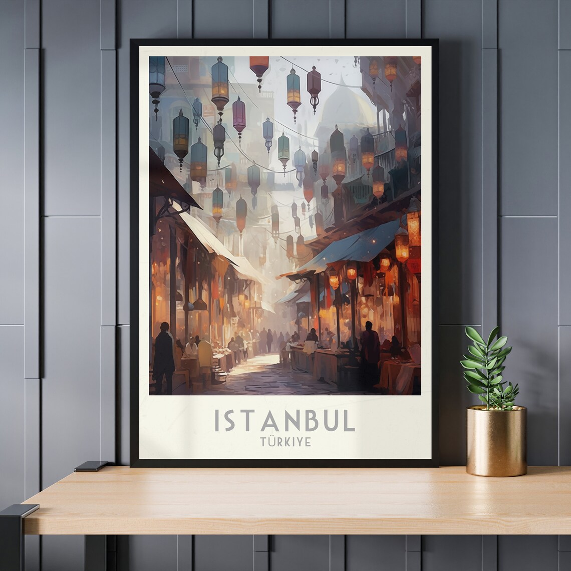 Istanbul Turkiye Grand Bazaar Lanterns Night Market Street Poster - Image 3