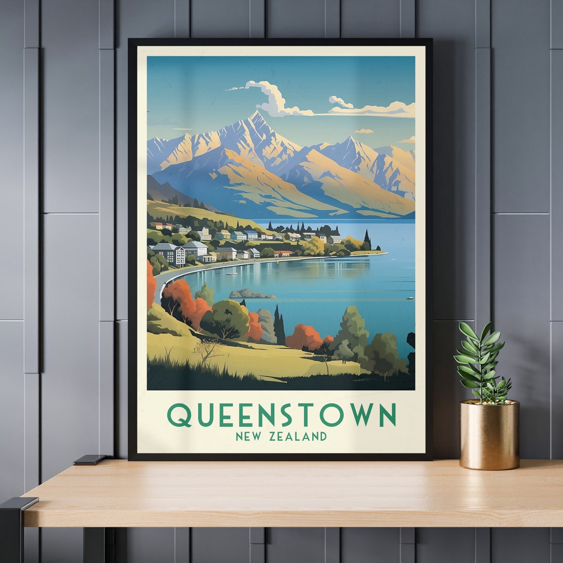 Queenstown Travel Print New Zealand Print New Zealand Wall Art Home Decor Wedding Gift Birthday Gift Print Poster Downloads - Image 3