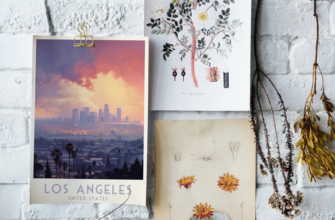 Los Angeles Skyline Sunset Purple Haze Palm Silhouettes Poster - Image 4
