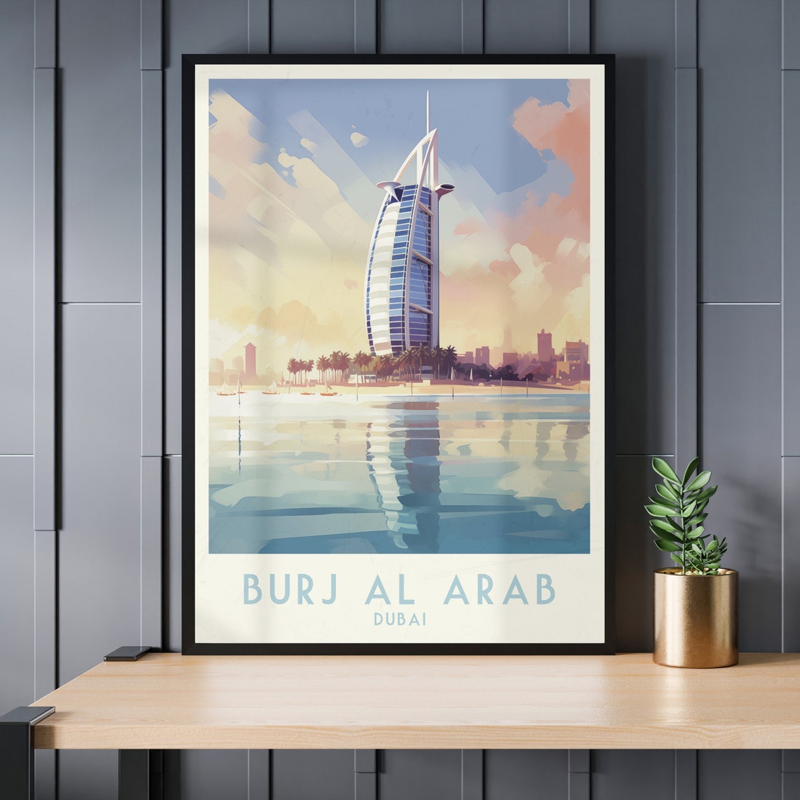 Burj Al Arab Dubai Sail Hotel Beach Sunrise Turquoise Travel Poster - Image 3