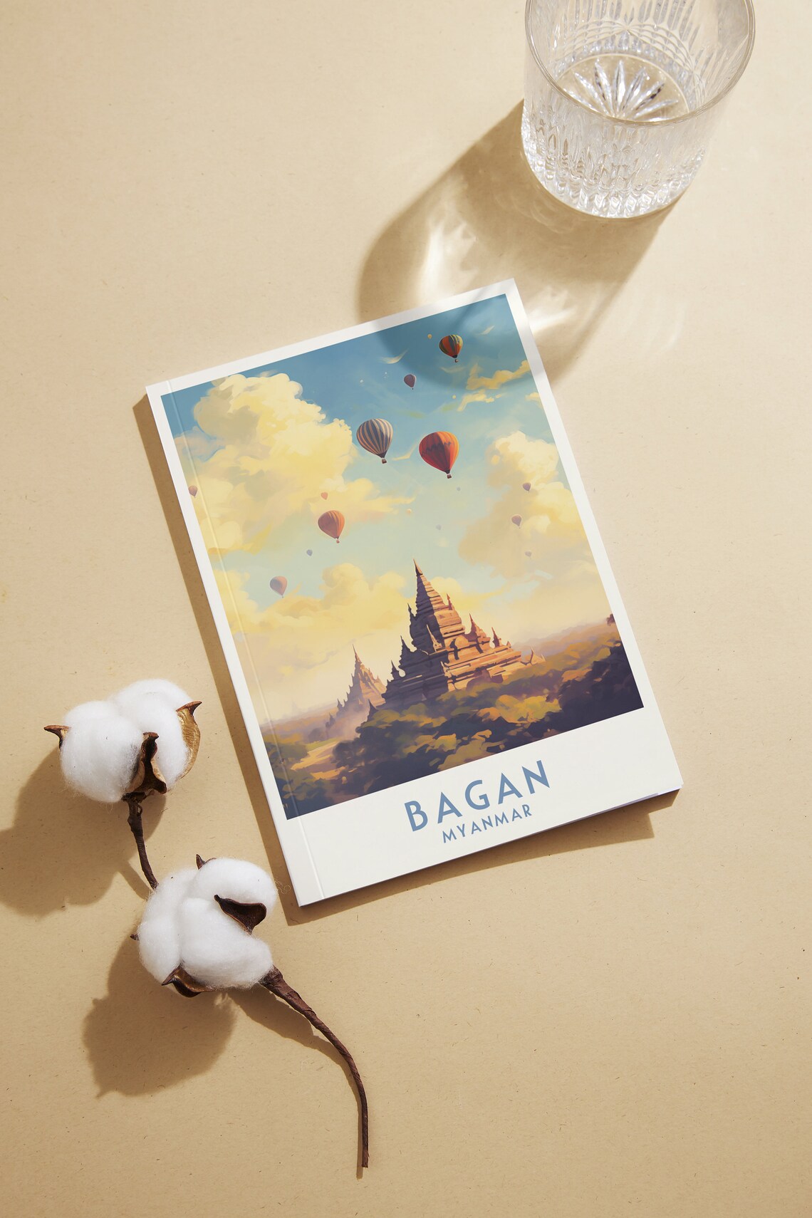 Bagan Myanmar Hot Air Balloons Over Golden Temple Sky Poster - Image 2