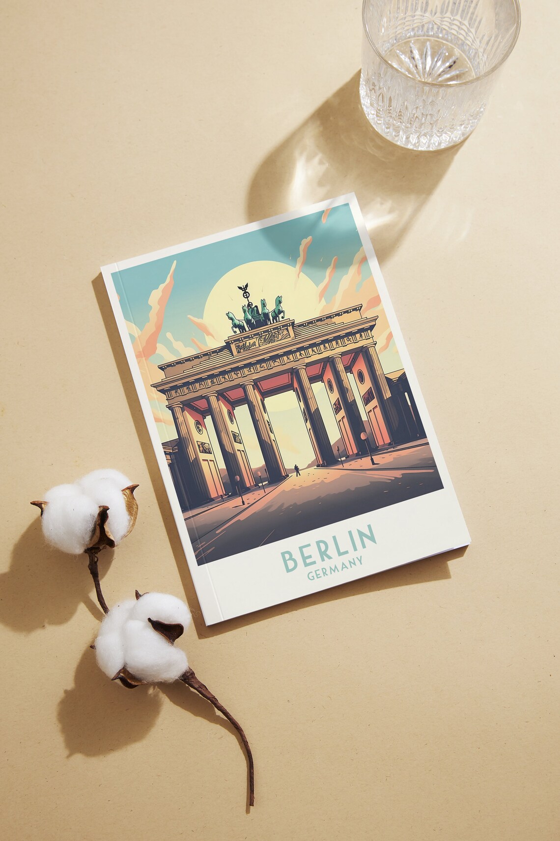 Berlin Brandenburg Gate Sunset Golden Light Vintage Travel Poster - Image 2