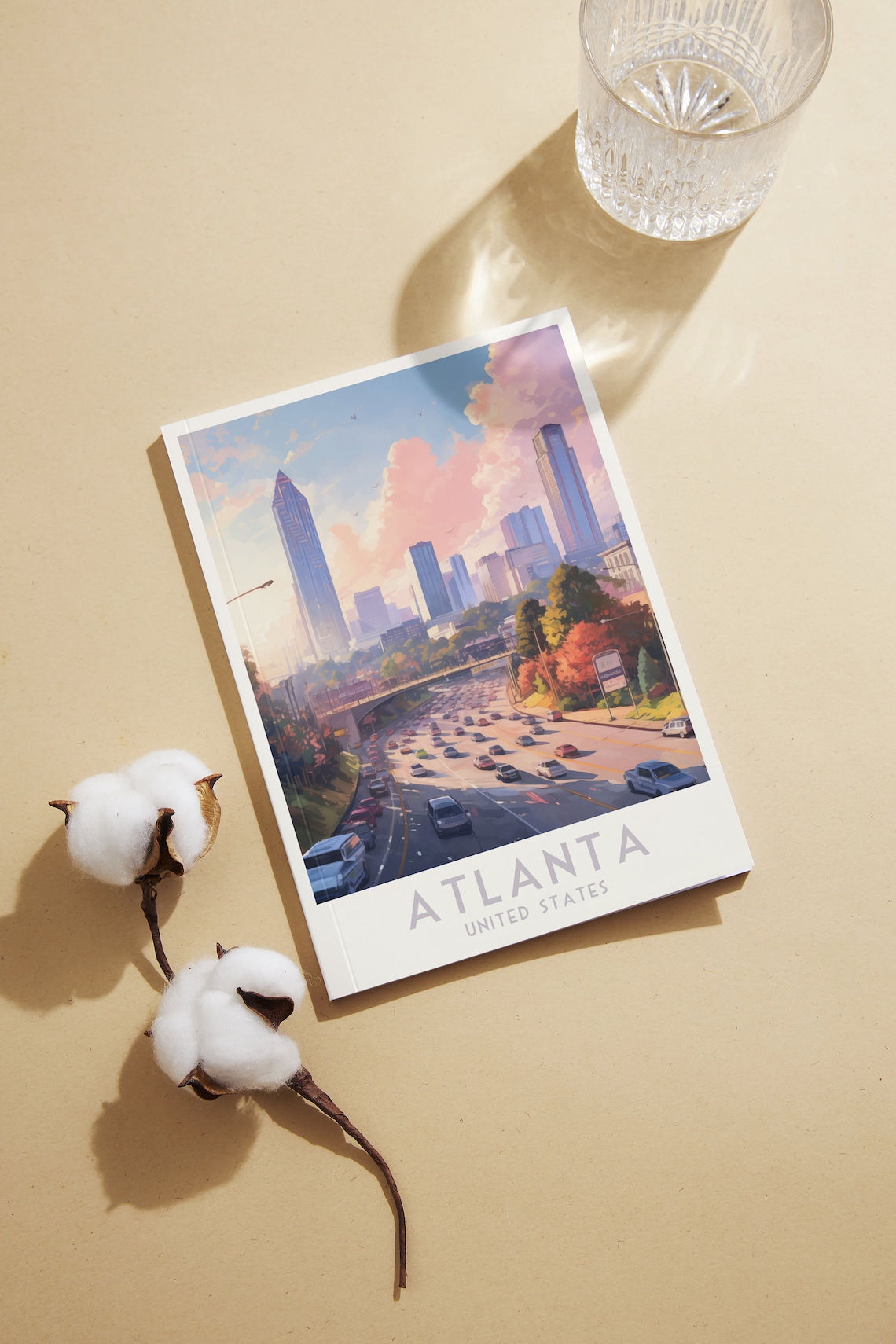 Atlanta Georgia Poster with City Skyline and Busy Highway at Dusk - Image 2