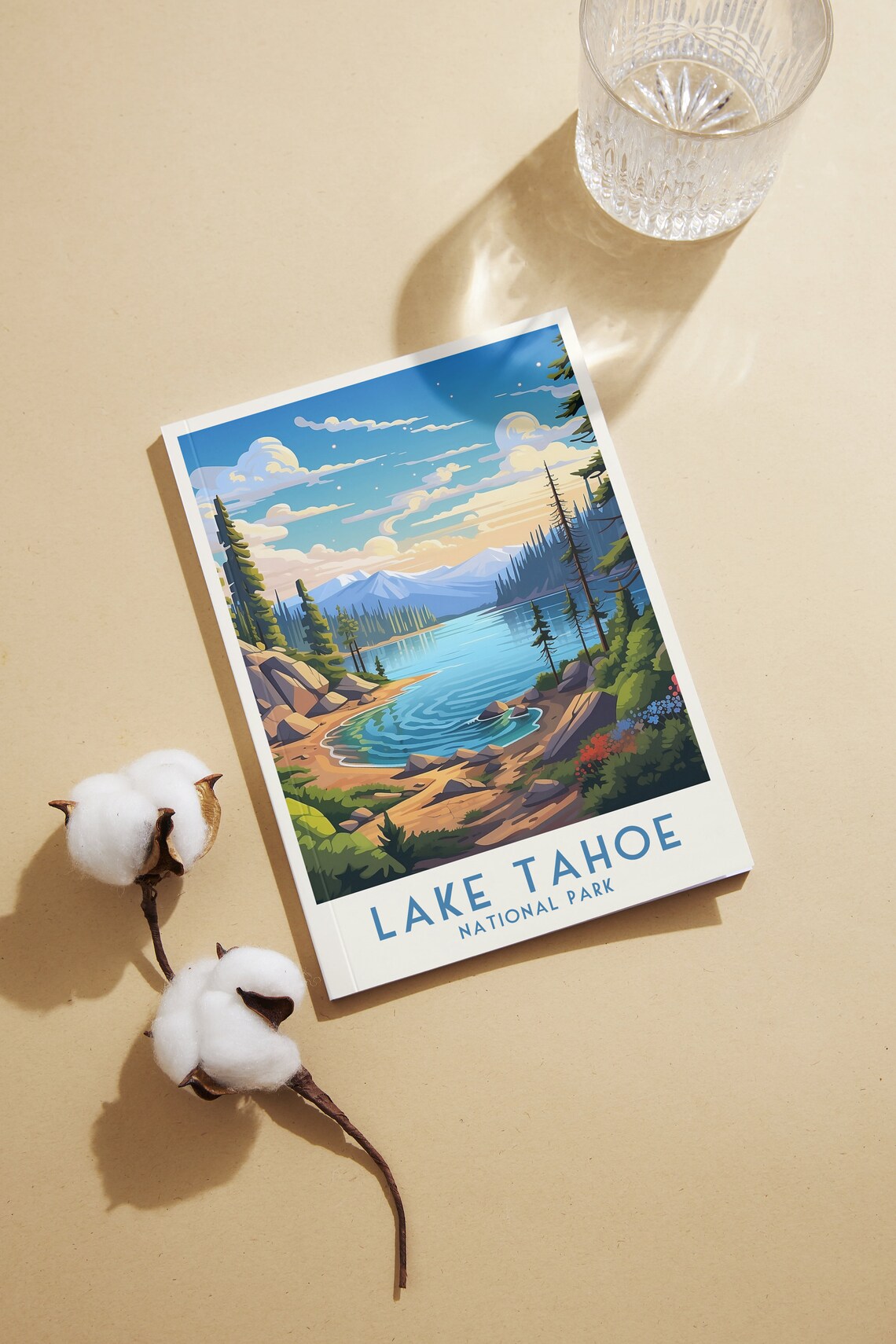 Lake Tahoe National Park Vintage Sunset Shoreline Scene Poster - Image 2
