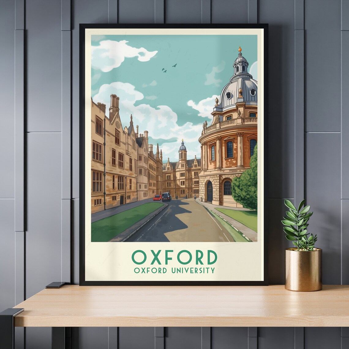 Oxford England Oxford University Dome Street Retro Travel Poster Art - Image 3