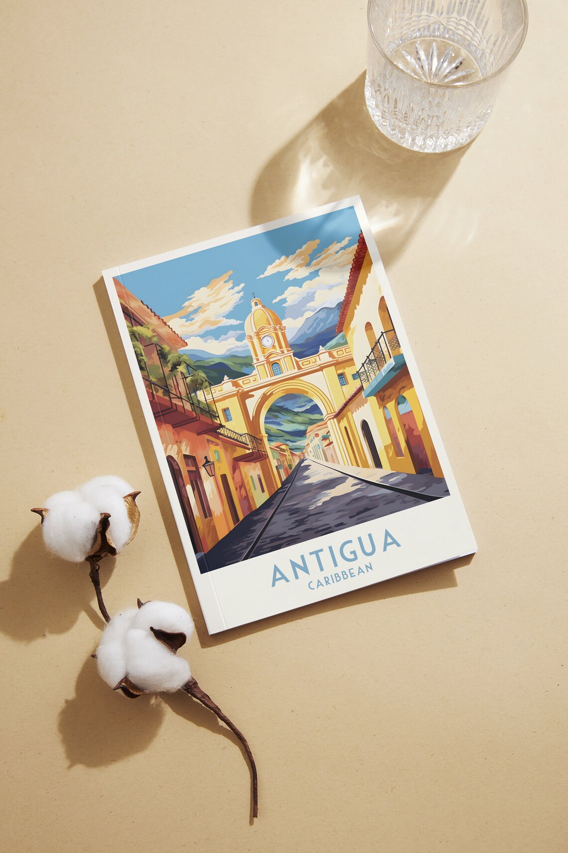 Antigua Caribbean Yellow Arch Colonial Street Vintage Travel Poster - Image 2