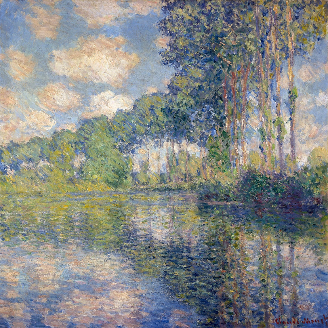Claude Monet Poplars on the Epte River Mirror Reflections Poster - Image 2