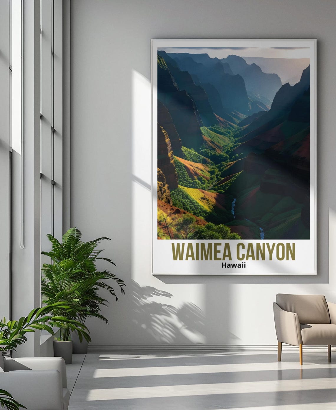 Waimea Canyon Travel Poster Hawaii Wall Art Waimea Canyon Hawaii Travel Print Waimea Canyon Home Decor Waimea Canyon Hawaii Rolled Poster - Image 2