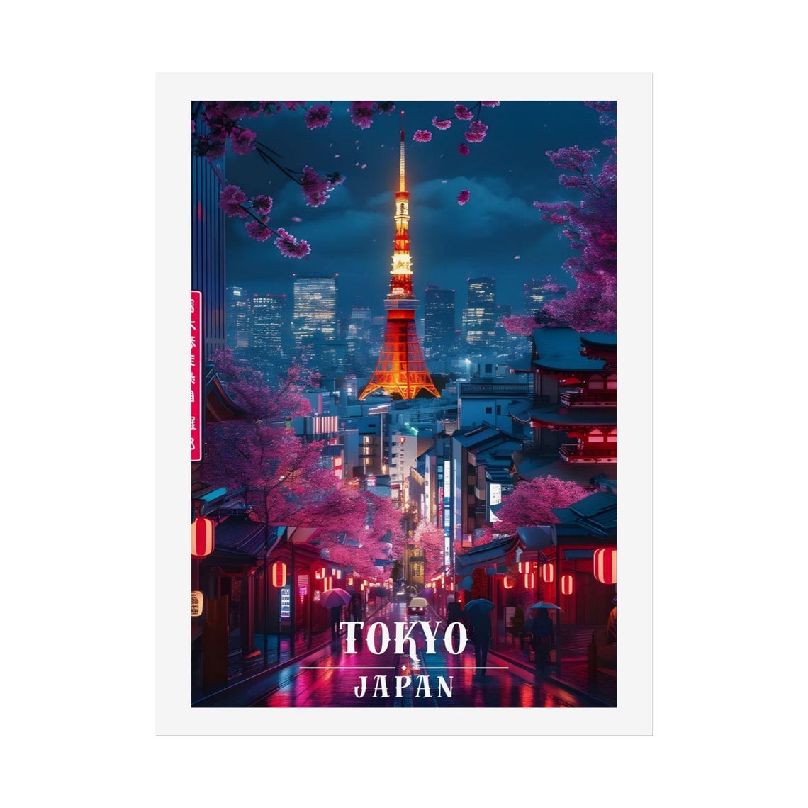 Tokyo Japan Travel Poster Tokyo Japan City Poster Tokyo Japan Night Poster Tokyo Japan Travel Print Tokyo Japan Skyline Poster Tokyo Art - Image 2