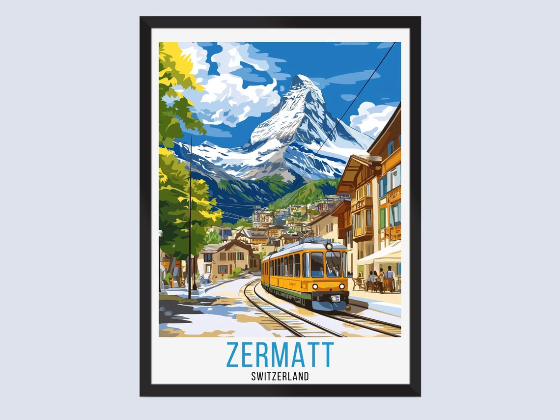Zermatt Switzerland Matterhorn Mountain Train Village Poster