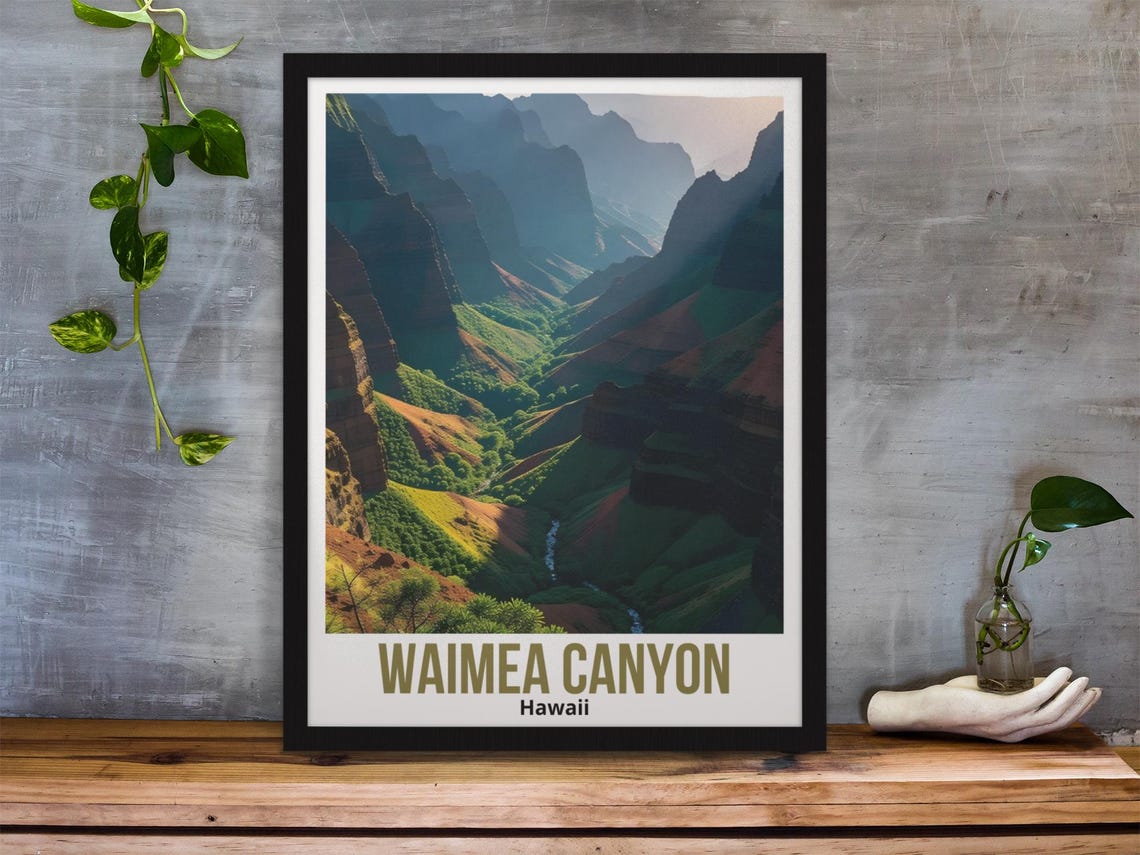 Waimea Canyon Travel Poster Hawaii Wall Art Waimea Canyon Hawaii Travel Print Waimea Canyon Home Decor Waimea Canyon Hawaii Rolled Poster - Image 4