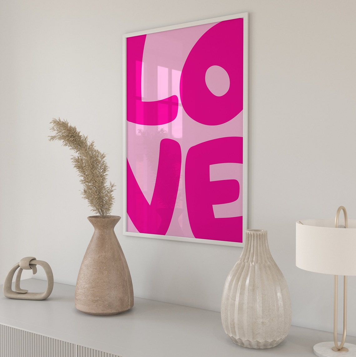 Love Retro Pink Typography Y2K Preppy Dorm Room Wall Decor Poster