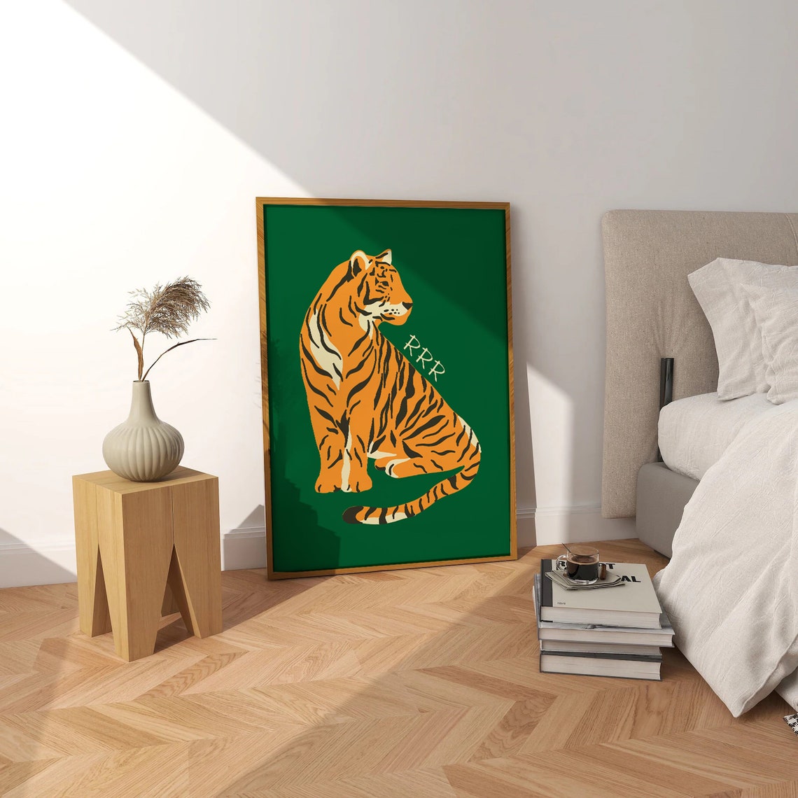 Green Orange Tiger Poster Print Cheetah Wall Art Trendy Wall Art Preppy Room Decor Maximalist Decor Boho Wall Art Boho Deco - Image 4