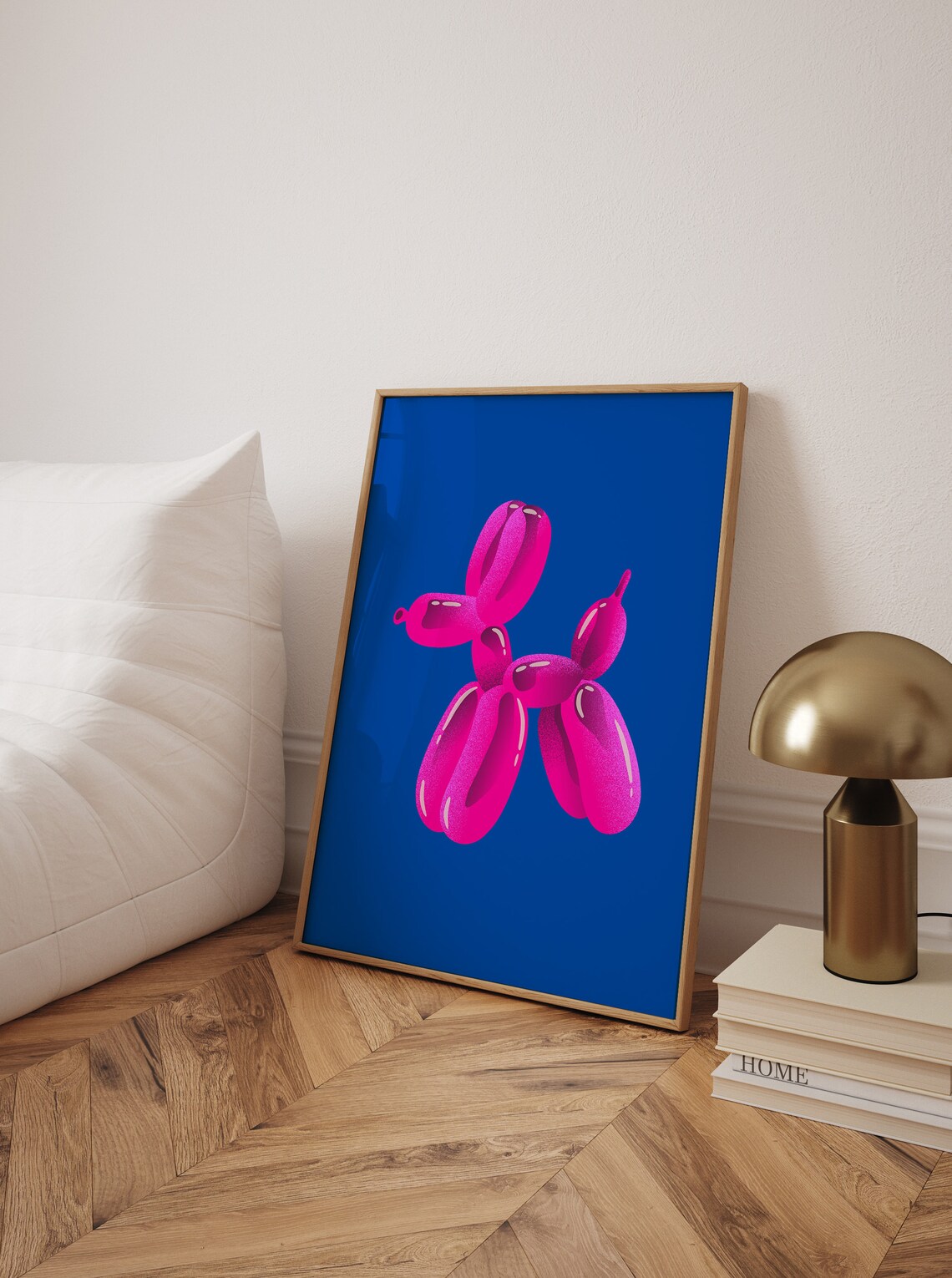 Hot Pink Balloon Dog On Royal Blue Pop Art Playful Fun Poster - Image 4