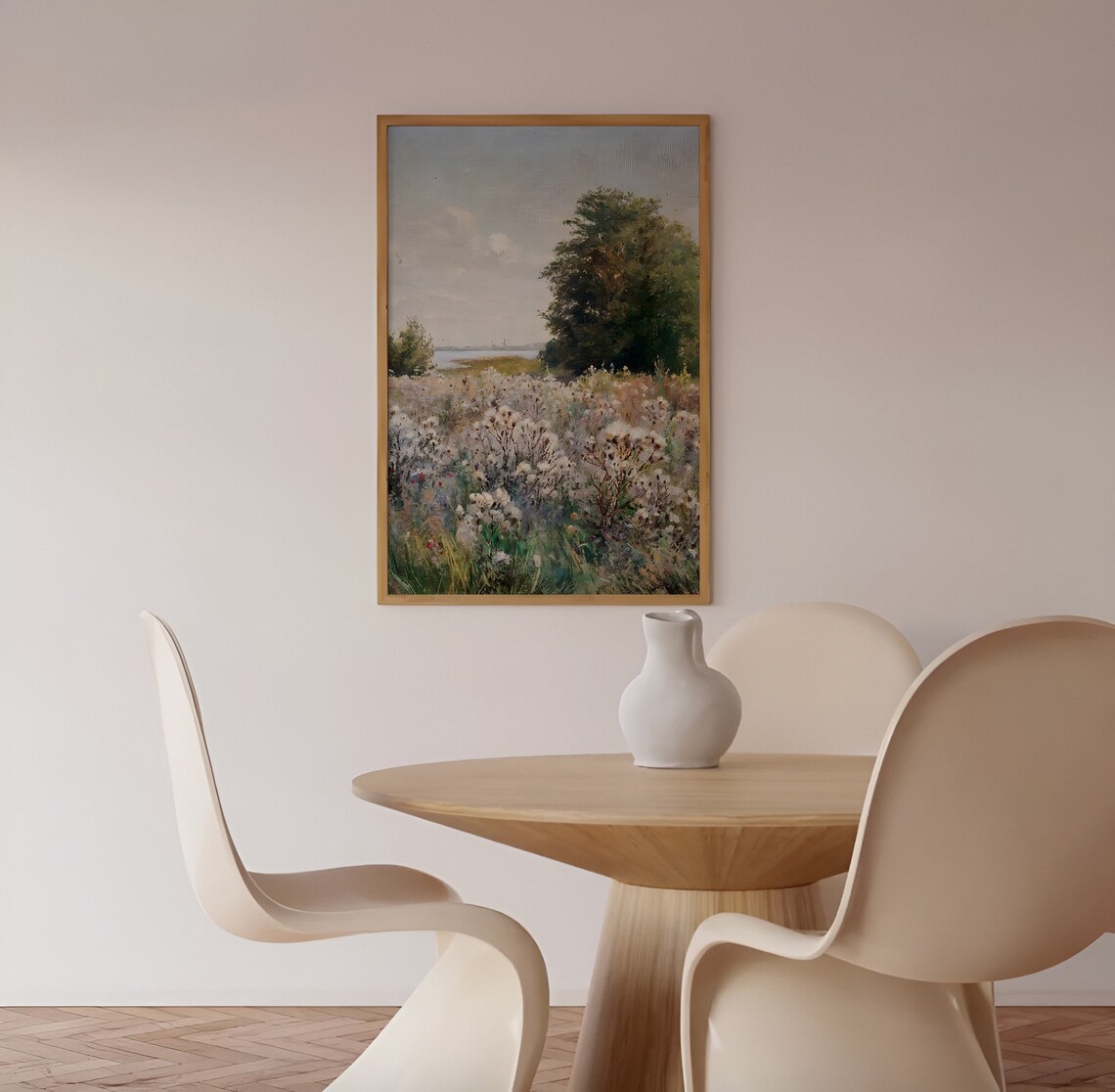 Wildflower Meadow Vintage Field Painting Rustic Country Poster - Image 3