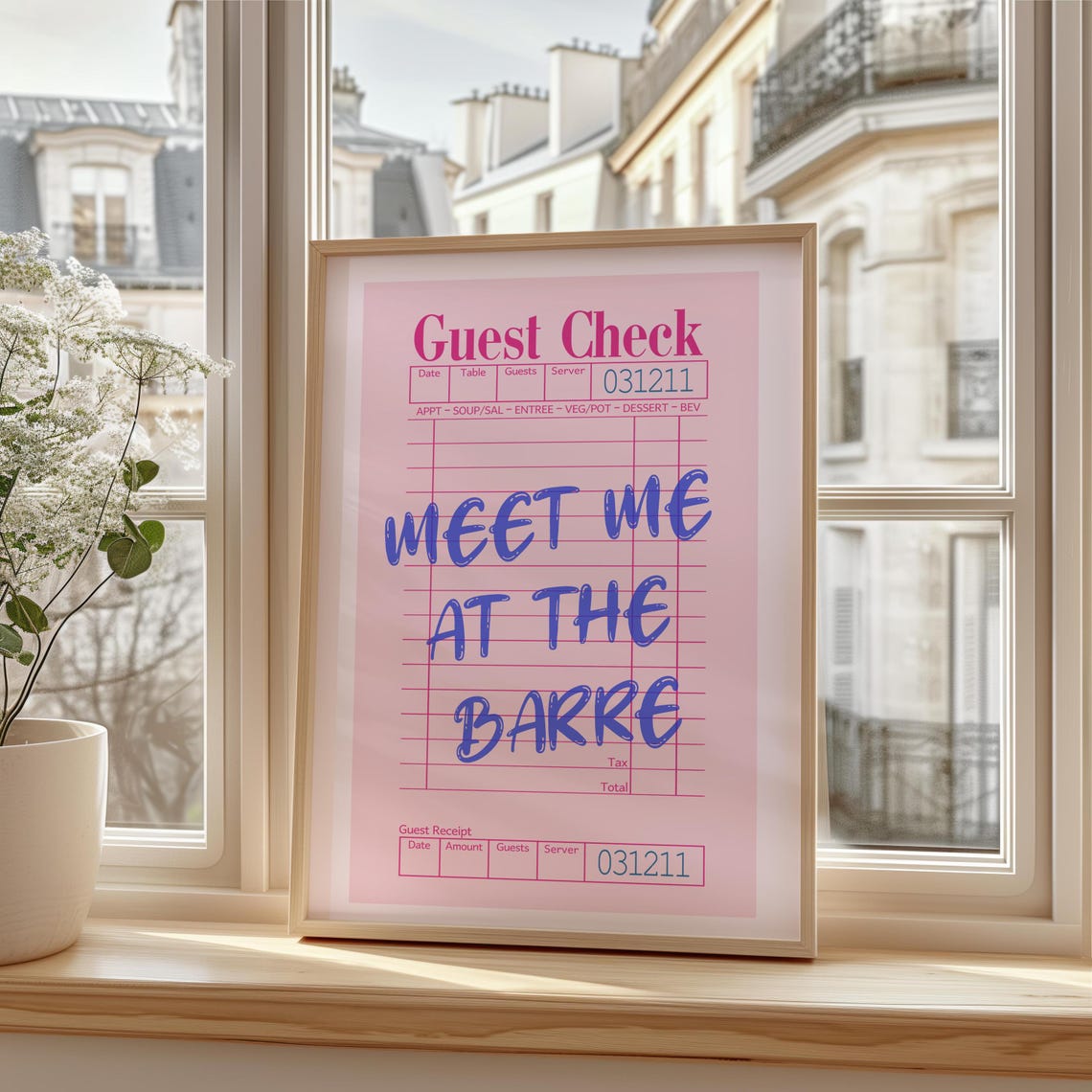 Meet Me At The Barre Pink Guest Check Ballet Dancer Quote Poster - Image 2