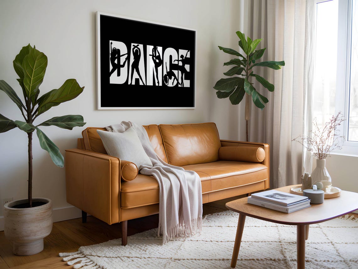 Dance Silhouette Typography Black Modern Dance Studio Poster - Image 3