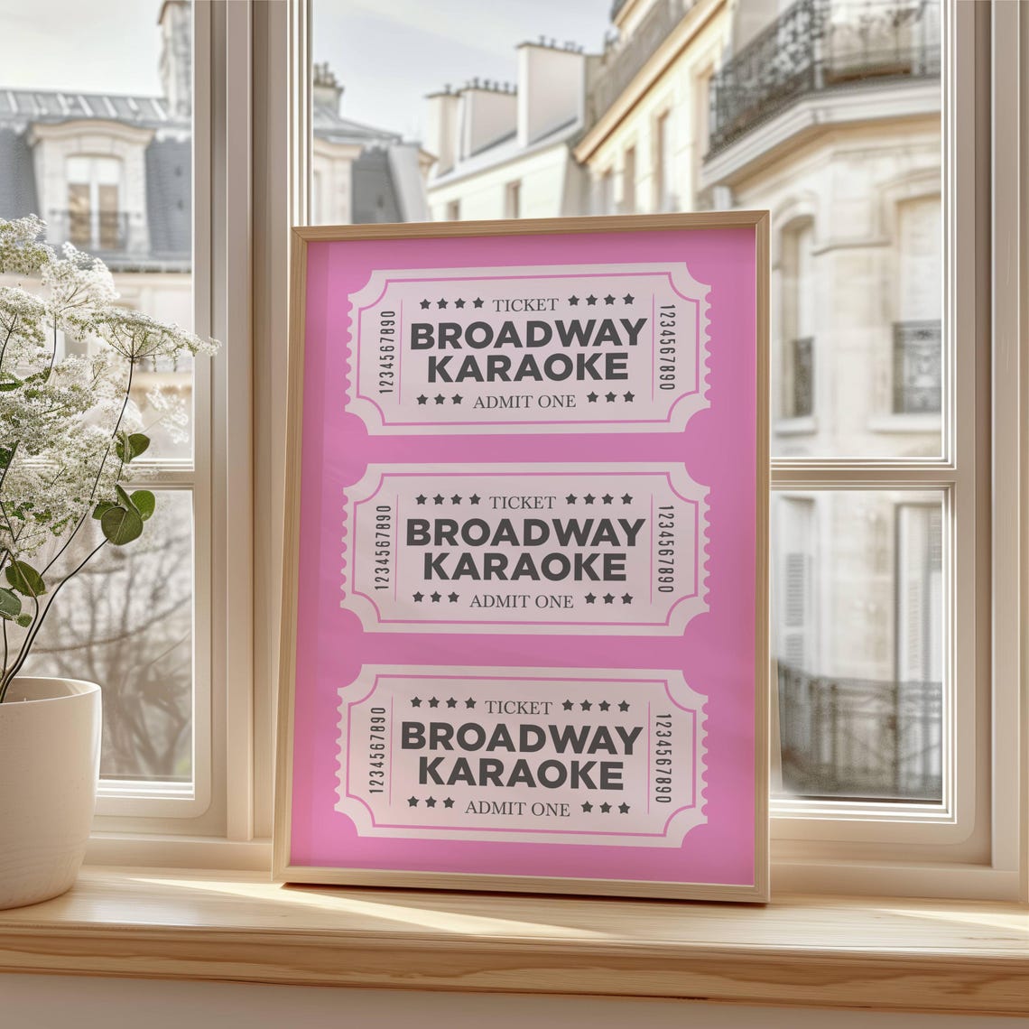 Broadway Karaoke Admit One Pink Vintage Ticket Stub Wall Poster - Image 2