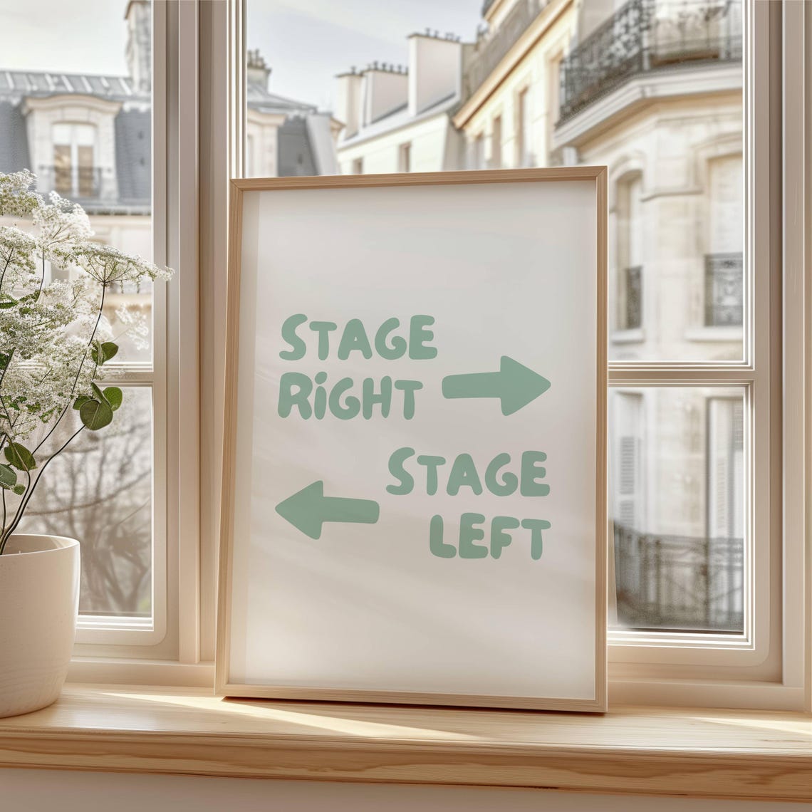 Stage Right Stage Left Arrow Mint Green Minimal Theatre Sign Poster - Image 2