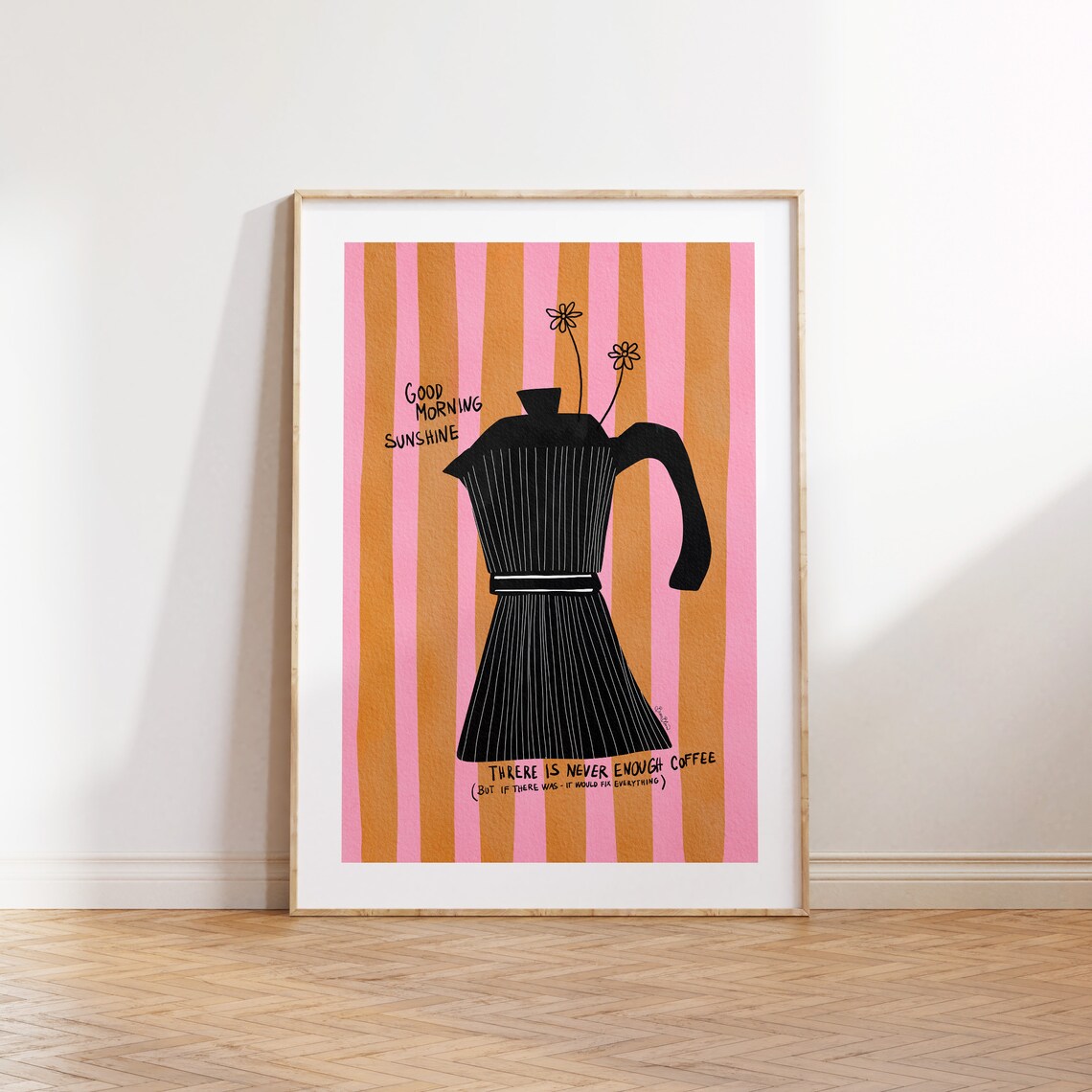 Mocca Coffee Stripes Modern Kitchen Art Print - Image 6