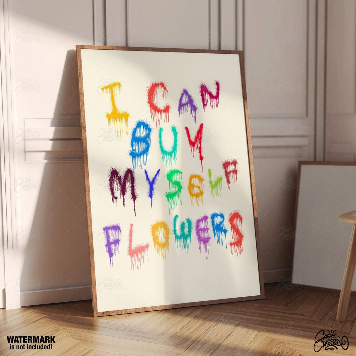 I Can Buy Myself Flowers Rainbow Drip Spray Letter Quote Poster - Image 3