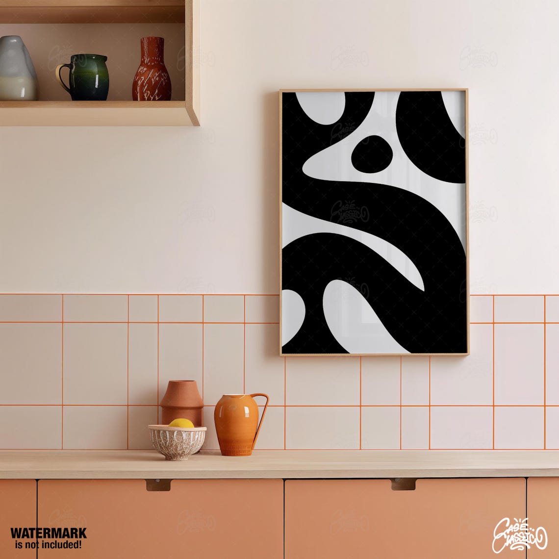 Black and White Flowing Wavy Abstract Graphic Statement Poster - Image 2