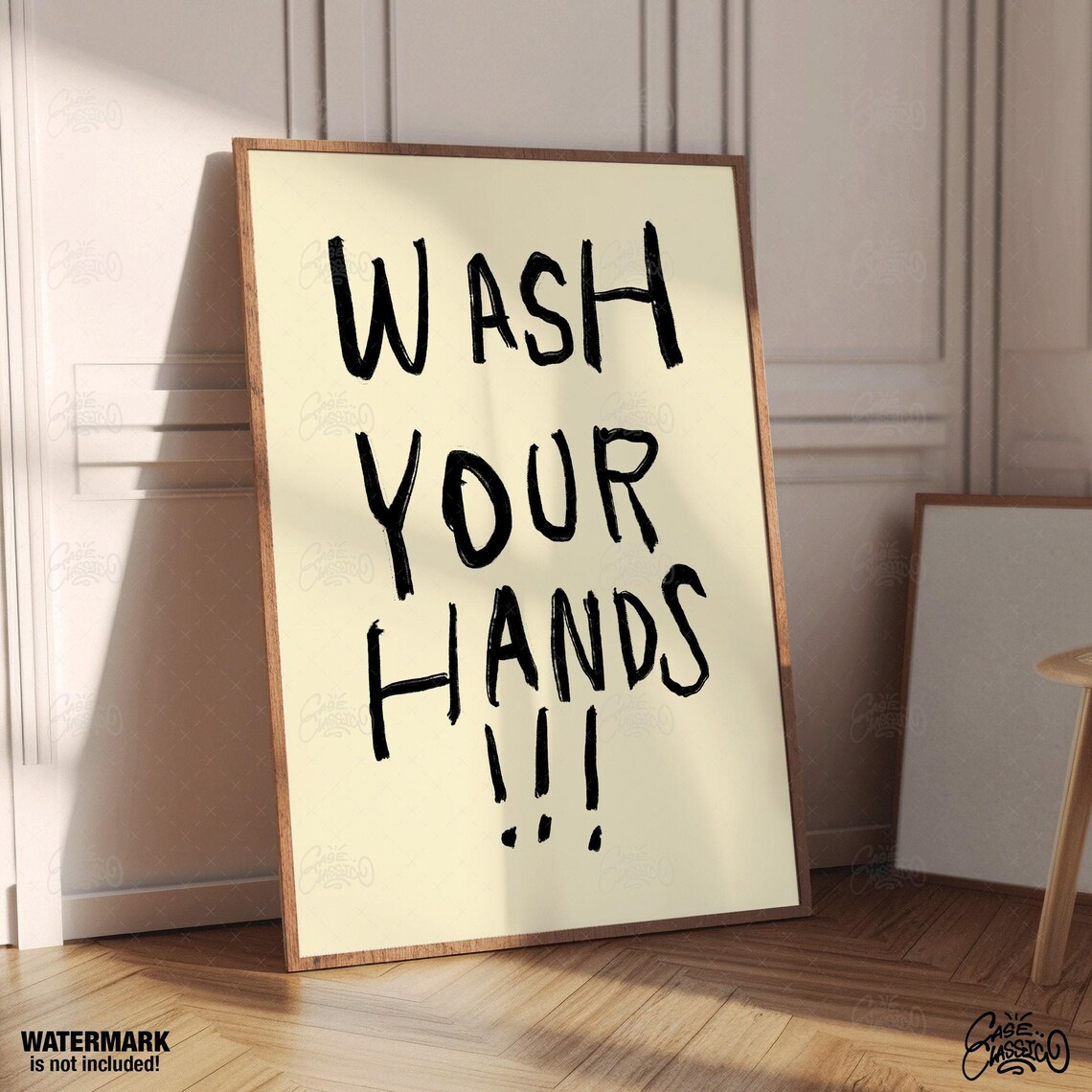 Wash Your Hands Funny Bathroom Poster in Handwritten Letters - Image 4