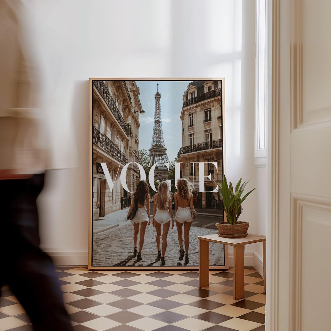 Eiffel Tower Paris Street Three Friends Vogue Style Travel Poster - Image 3