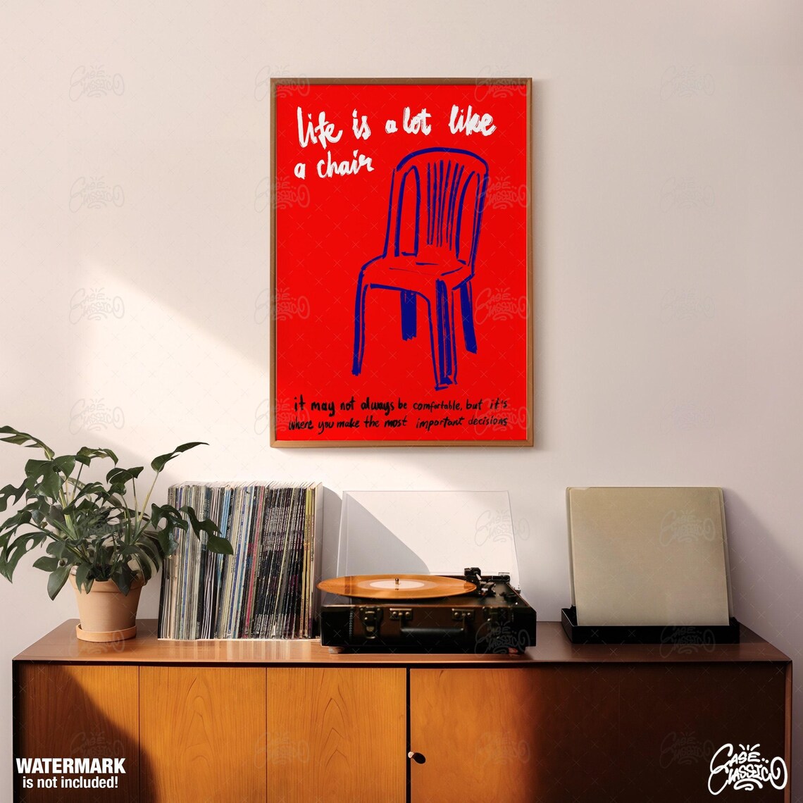 Life Is A Lot Like A Chair Red Inspirational Quote Poster Design - Image 3