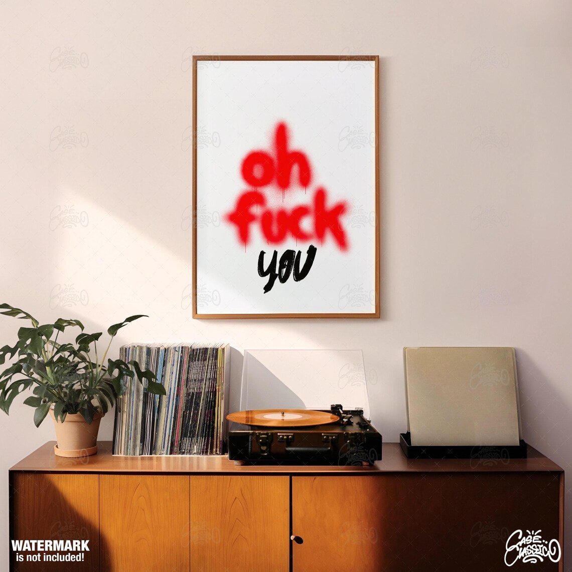Oh Fuck You in Red Graffiti Text Funny Quote Poster for Dorms - Image 2