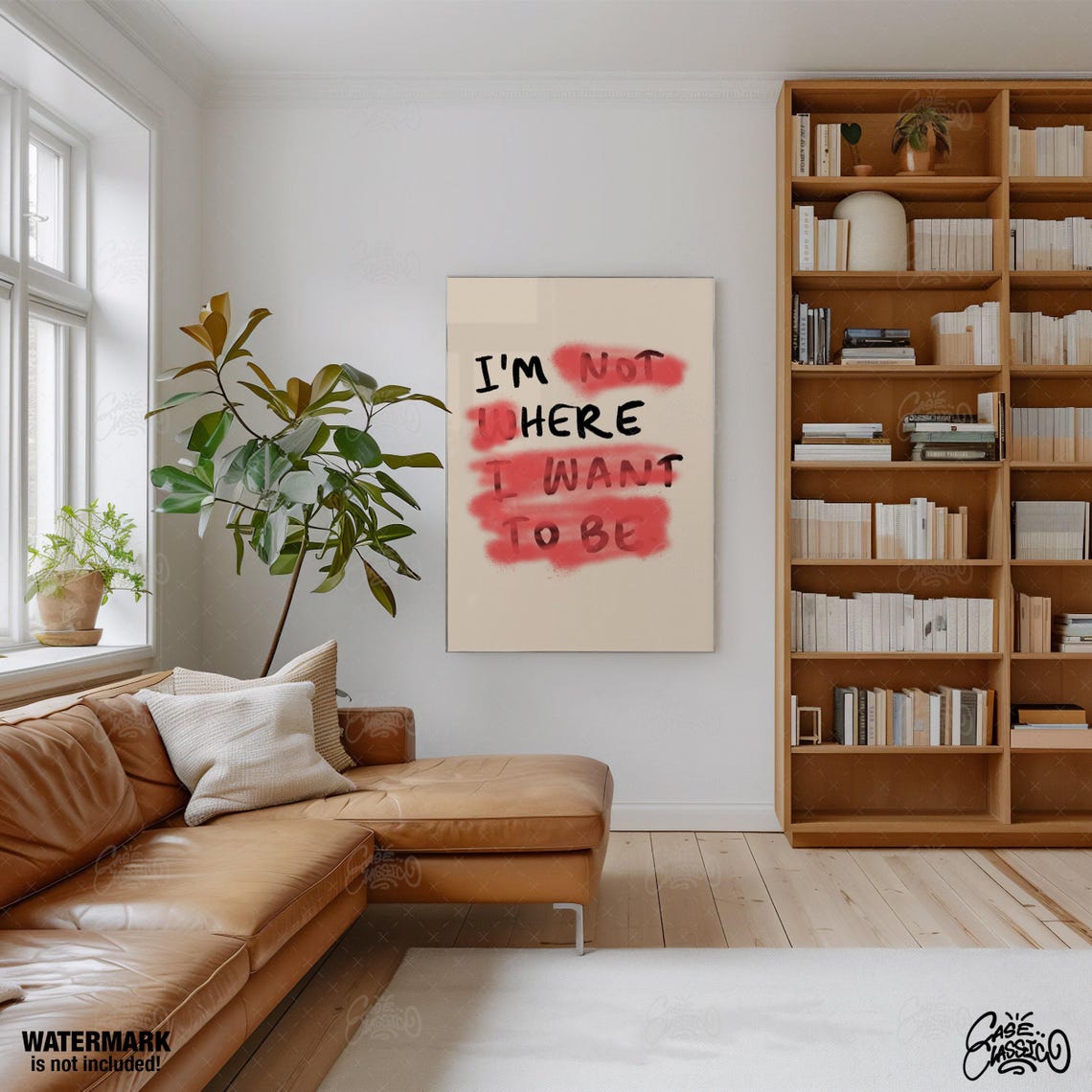 I'm Not Where I Want To Be Bold Black Text Raw Red Spray Poster - Image 3