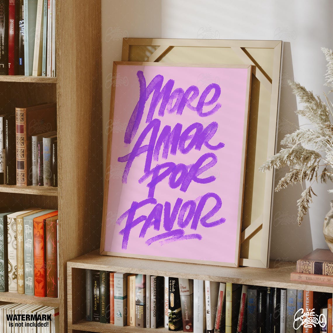 More Amor Por Favor Purple Brush Script Girly Pink Quote Poster - Image 2