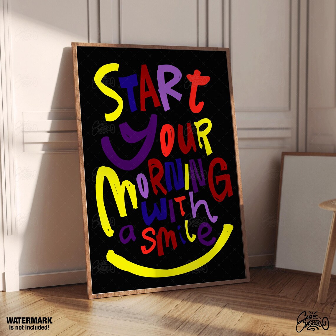 Start Your Morning With A Smile Colorful Hand Lettered Poster - Image 4