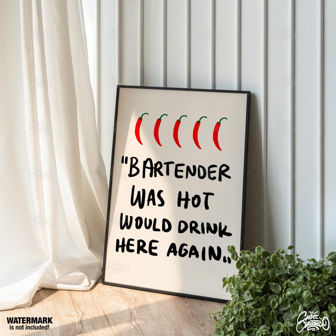 Bartender Was Hot Funny Chili Pepper Bar Cart Wall Decor Print - Image 2