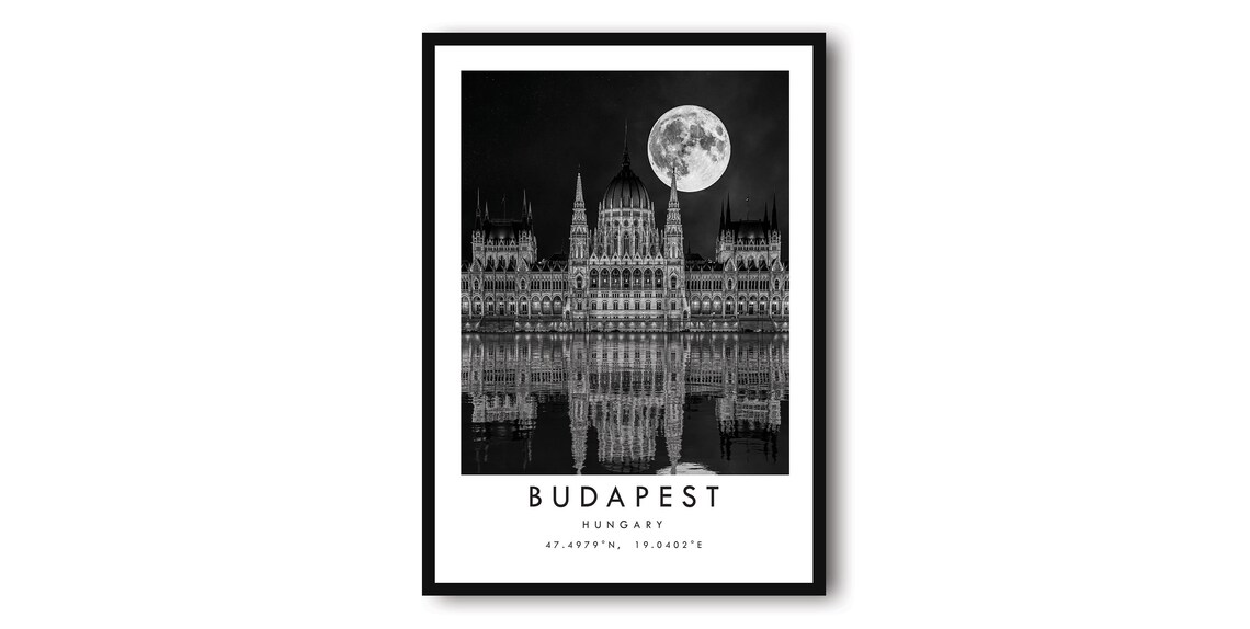Budapest Black and White Travel Poster Print