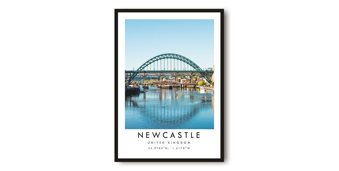 Newcastle Travel Poster, Minimalist England City