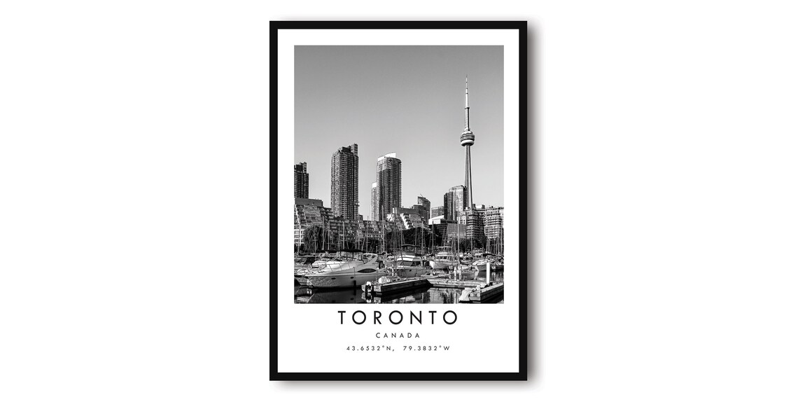 Toronto Skyline Black and White Travel Poster