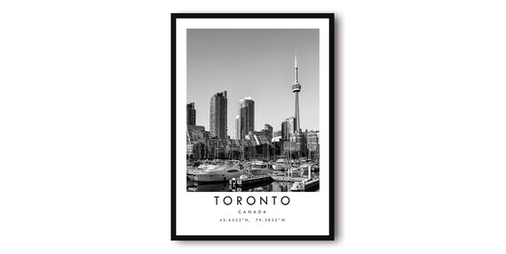 Toronto Skyline Black and White Travel Poster