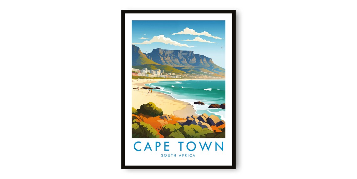 Cape Town Travel Poster, South Africa Decor