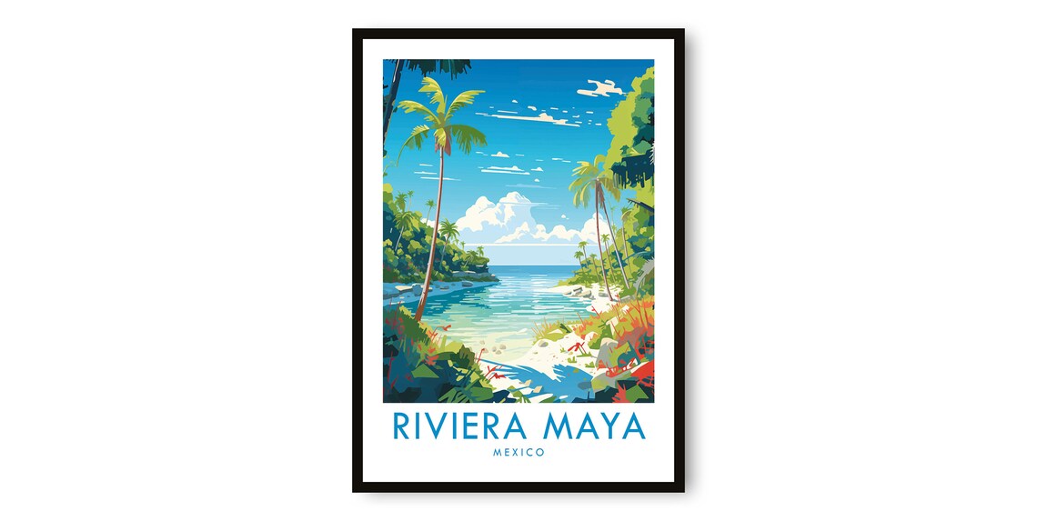 Riviera Maya Travel Poster, Fine Art Print