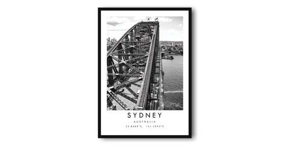 Sydney Travel Print Poster Wall Art Minimalist Australia Prints Of Harbour Bridge
