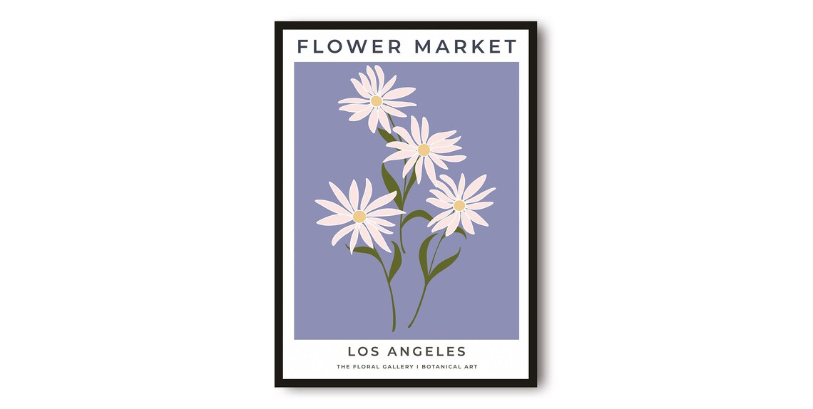 Los Angeles Flower Market Sweet White Daisy Botanical Art Print
