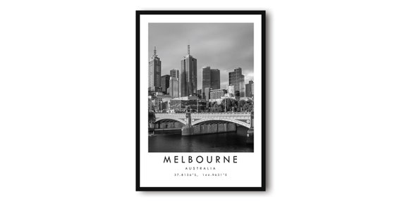Melbourne Australia Skyline Print Minimalist Travel Poster