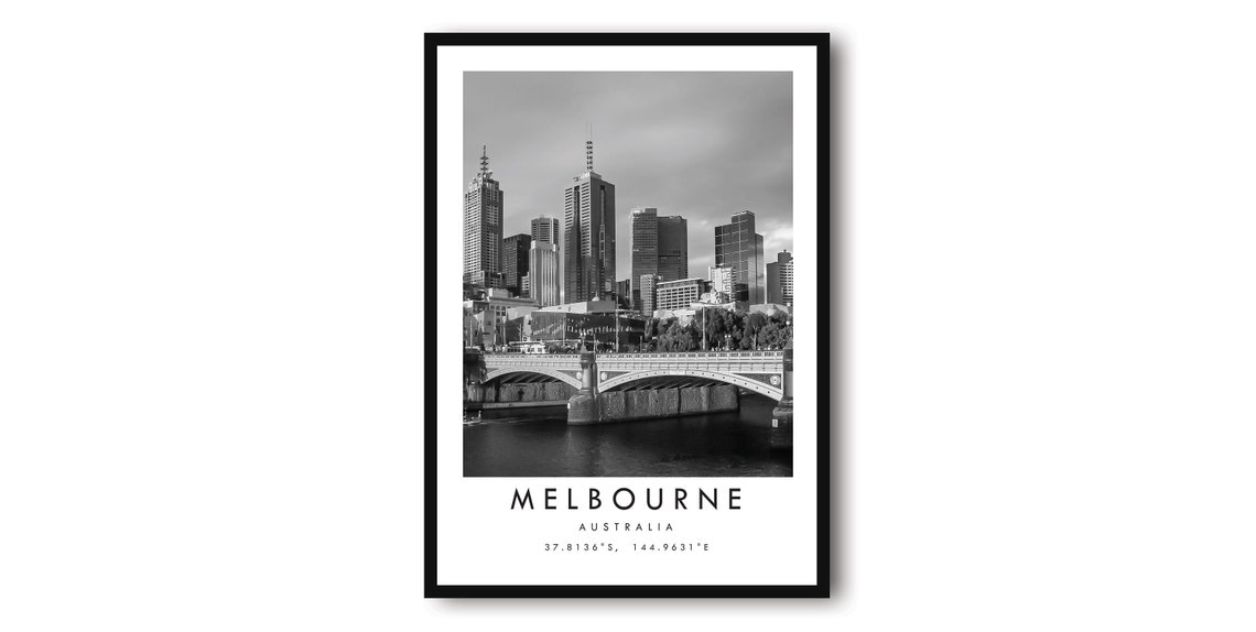 Melbourne Australia Skyline Print Minimalist Travel Poster
