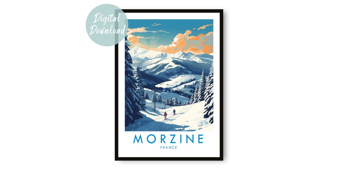 Morzine France Alpine Ski Slope Snowy Mountain Sunrise View Poster