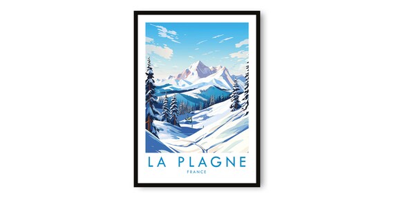 La Plagne Travel Poster, France Skiing Art Print