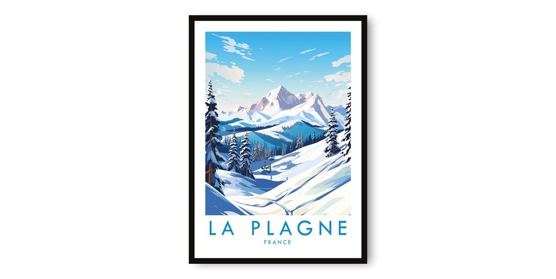 La Plagne Travel Poster, France Skiing Art Print