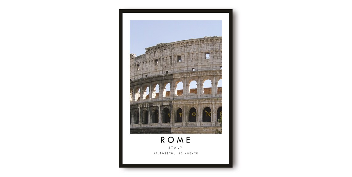 Ancient Colosseum Rome Italy Minimalist Travel Landmark Photo Poster