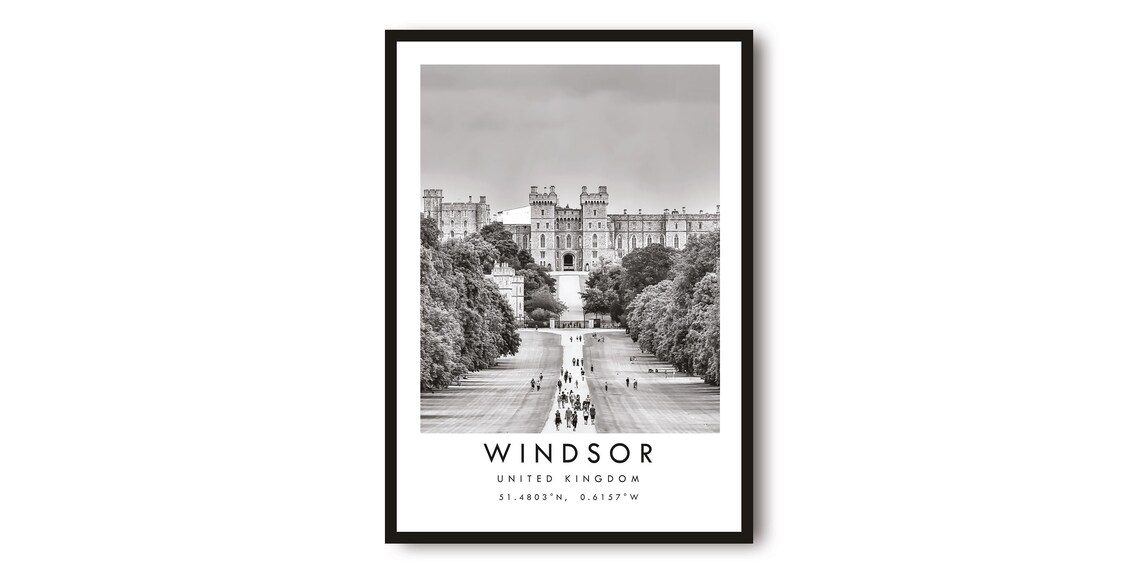 Windsor Travel Poster, London Black and White Print