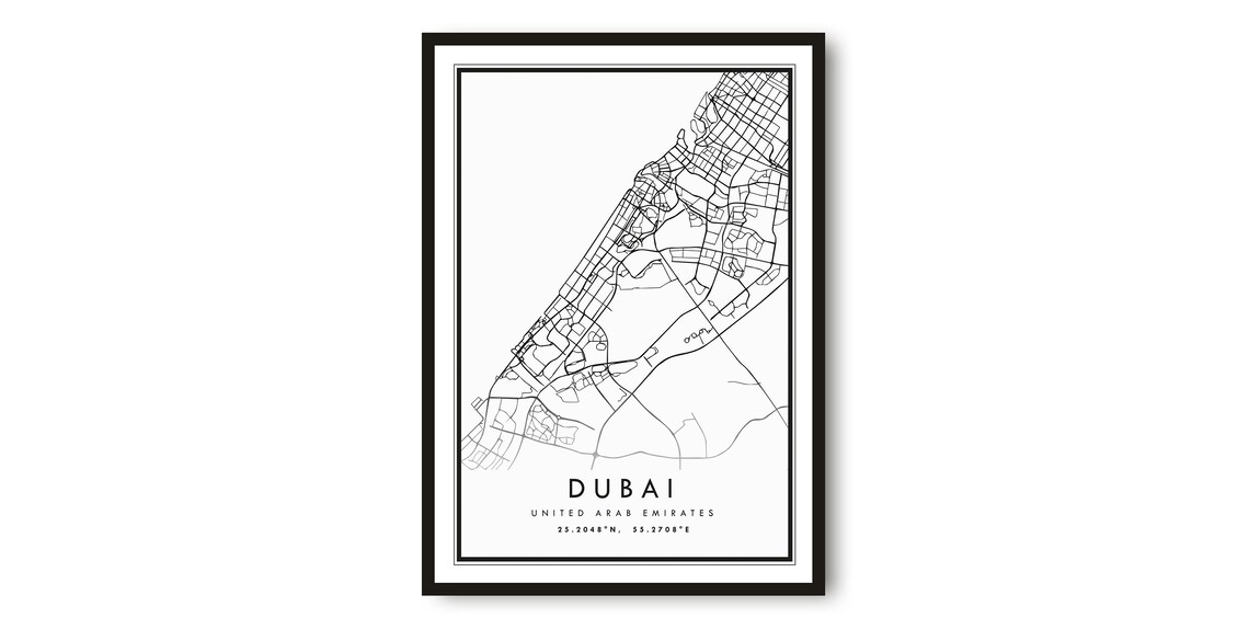 Dubai Map Print Minimalist City Art